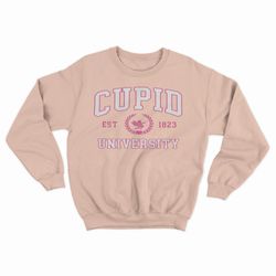 cupid university cute valentine's day shirt funny college love crewneck sweatshirt matching sweater