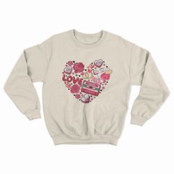 valentine doodle day love xoxo kisses rose flower gift shirt crewneck sweatshirt matching sweater