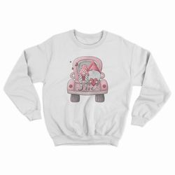 valentines day red truck heart love gnome gift shirt crewneck sweatshirt matching sweater