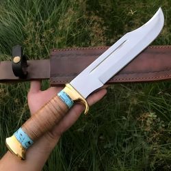 custom handmade crocodile dundee bowie knife d2 tool steel, high polish blade, , anniversary gift, hunting knife, gift