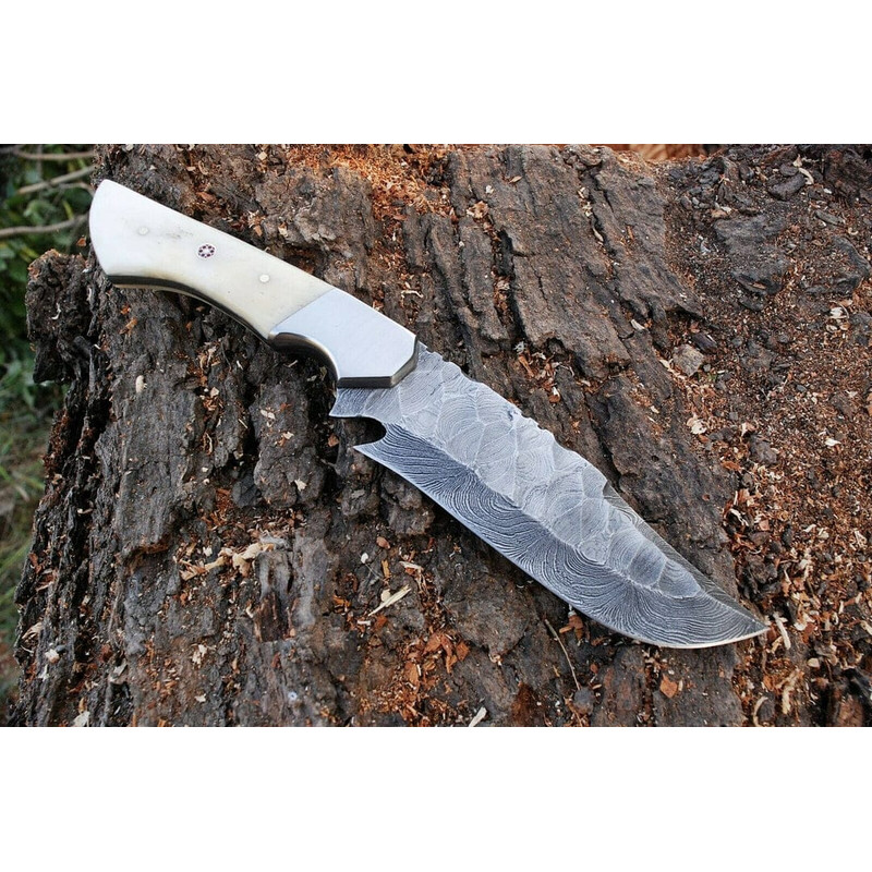 Custom Handmade Damascus Steel Hunting Knife EDC Fixed Blade Bowie Knife 2