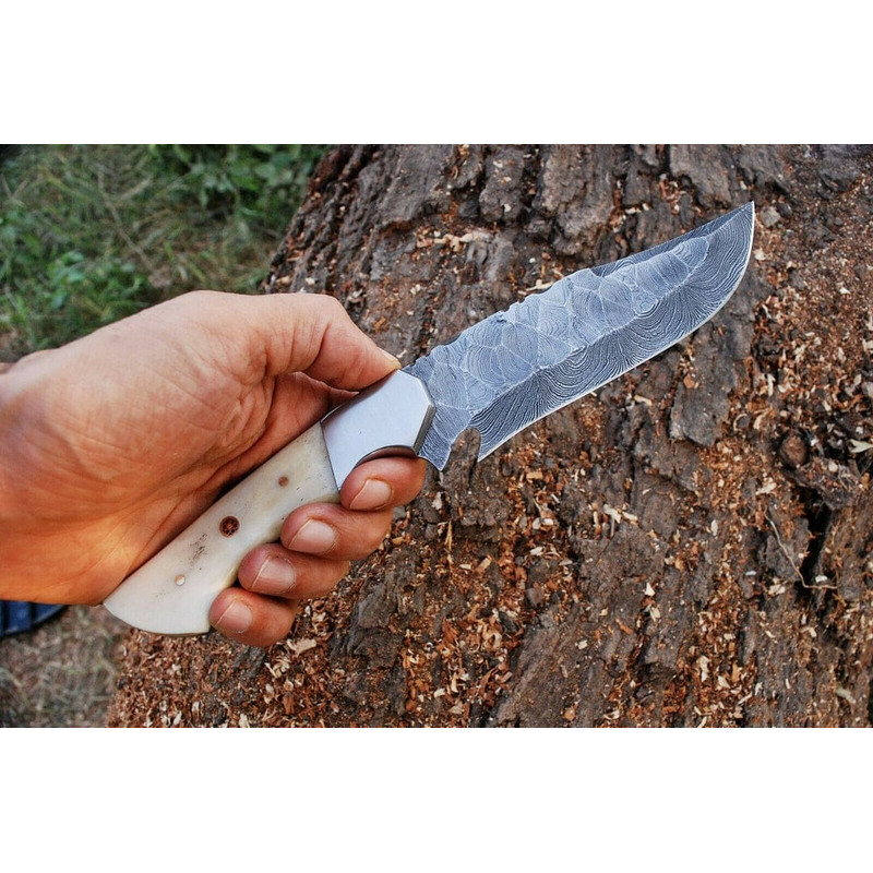 Custom Handmade Damascus Steel Hunting Knife EDC Fixed Blade Bowie Knife 1