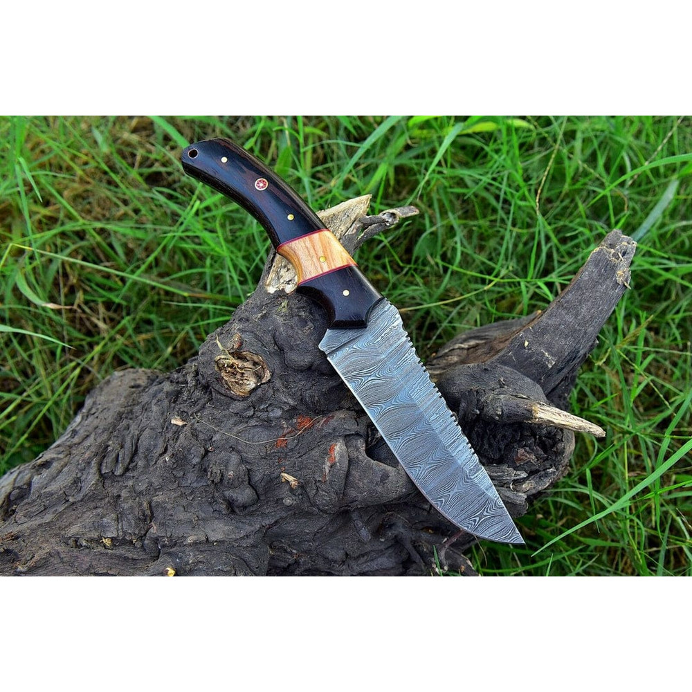 Custom Handmade Damascus Steel Hunting Knife Bowie Knife Fixed Blade Knife Skinner Knife 0
