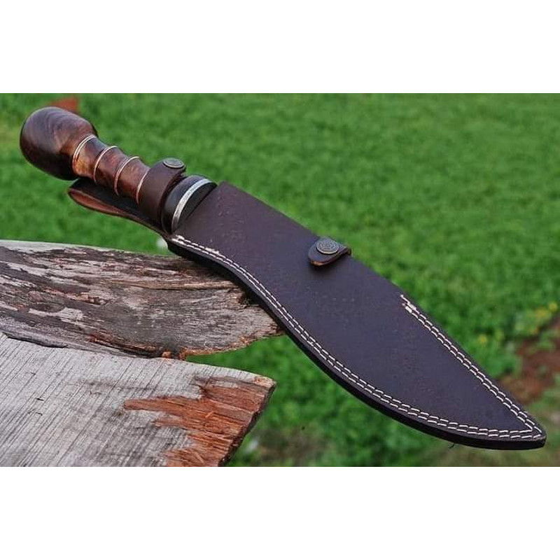 Damascus Steel Kukri Knife  Leather Sheath 17inches HAND FORGED Fixed Blade EC 2