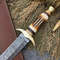 Custom Handmade Sword Damascus Steel Hunting Knife Camel Bone Handle With Leather Sheet EC 1