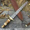 Custom Handmade Sword Damascus Steel Hunting Knife Camel Bone Handle With Leather Sheet EC 0