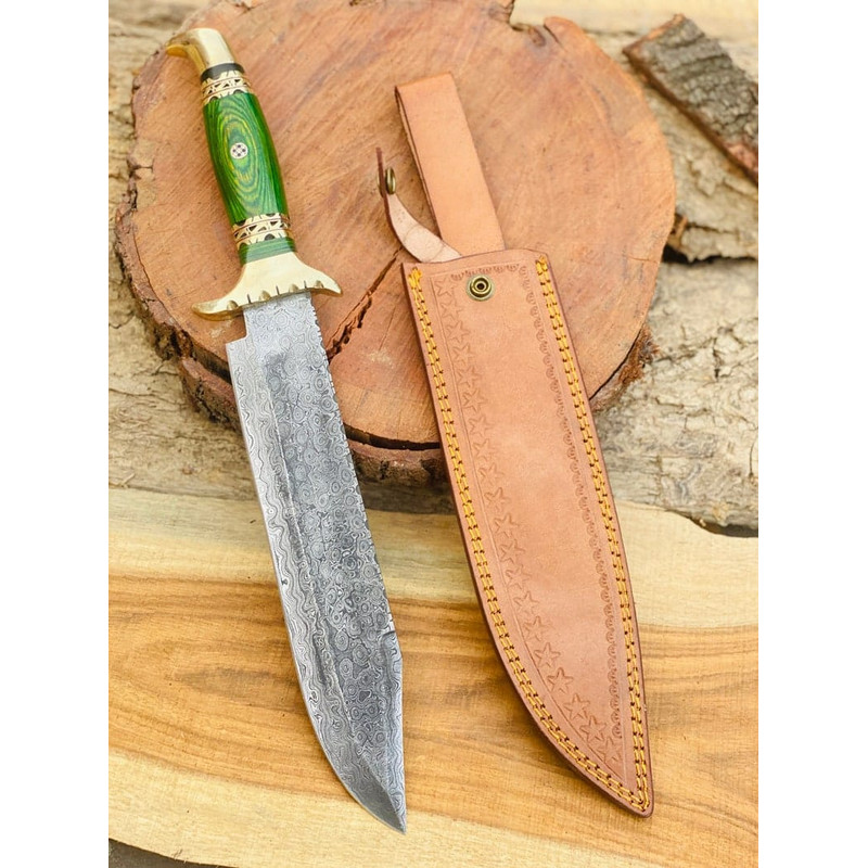 Custom Made Damascus Tool Steel High Quality Crocodile Dundee Bowie Rambo Knife Fathers Day Gift Gift For Him USA Knife 3