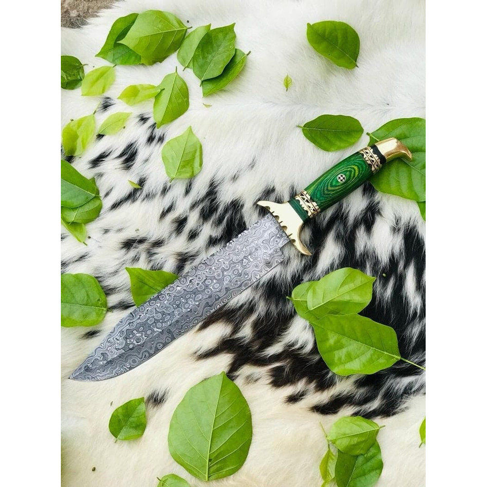Custom Made Damascus Tool Steel High Quality Crocodile Dundee Bowie Rambo Knife Fathers Day Gift Gift For Him USA Knife 4