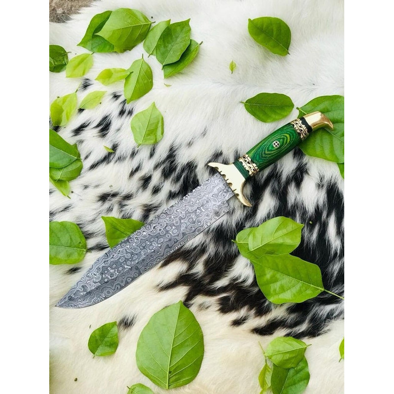 Custom Made Damascus Tool Steel High Quality Crocodile Dundee Bowie Rambo Knife Fathers Day Gift Gift For Him USA Knife 4