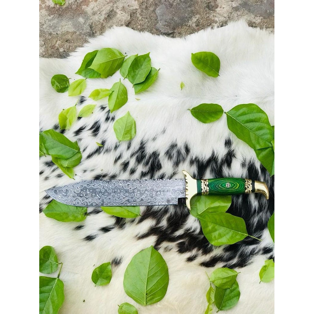 Custom Made Damascus Tool Steel High Quality Crocodile Dundee Bowie Rambo Knife Fathers Day Gift Gift For Him USA Knife 5