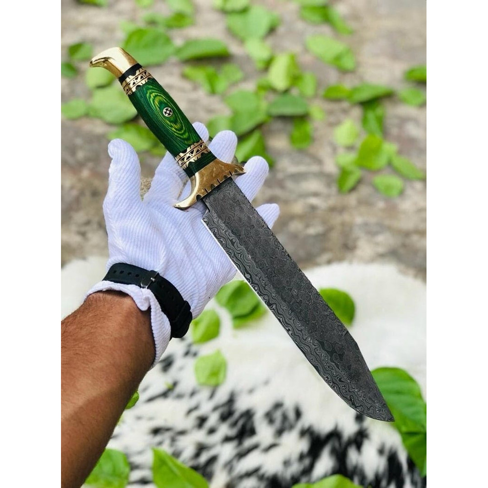 Custom Made Damascus Tool Steel High Quality Crocodile Dundee Bowie Rambo Knife Fathers Day Gift Gift For Him USA Knife 1