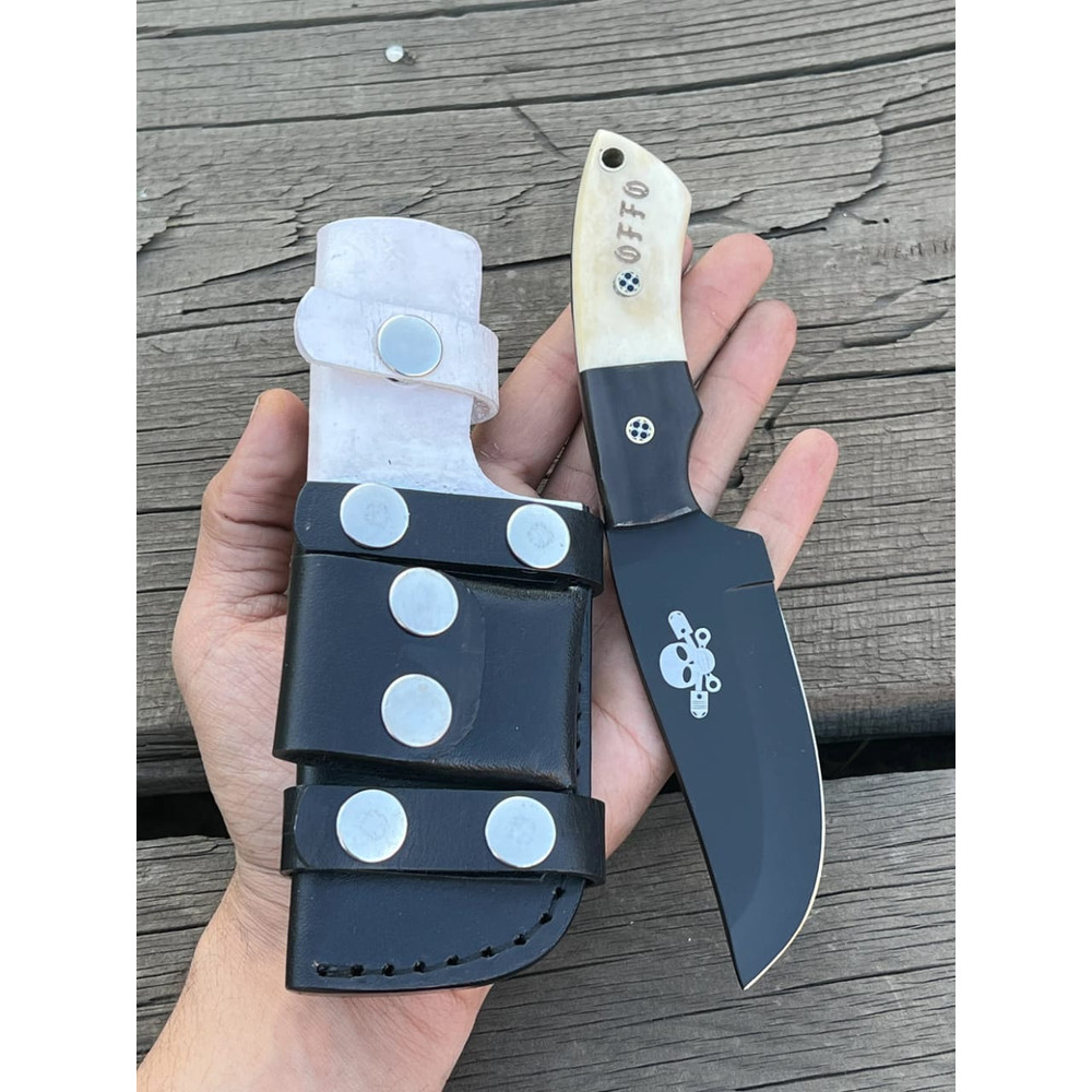 Custom Handmade J2 Steel Black Coated Blade Hunting Knife Full Tang EC 1