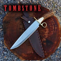 handmade 1095 carbon steel blade with real stag antler handle billy clanton movie replica ec