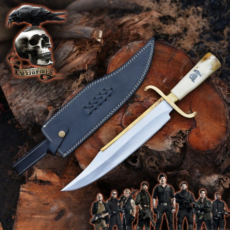Handmade Carbon Steel Hunting Knife The Expendables Movie Replica Bowie Knife Anniversary Gift For Him Christmas Gift 6