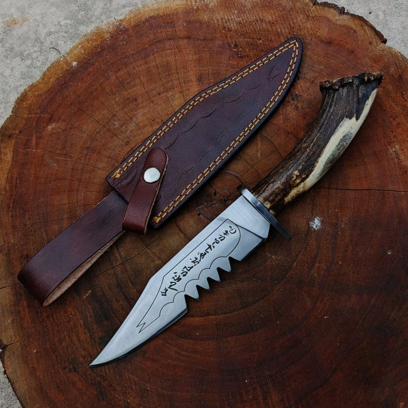 Rubys Demon Killing Replica Knife Rubys Cosplay Prop Real Antler Handle With Leather Sheath Christmas Gift EC 0