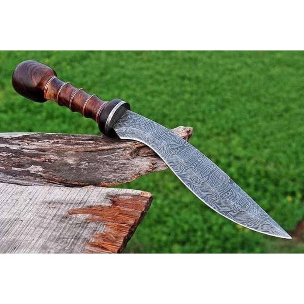17inches HAND FORGED Fixed Blade Damascus Steel Kukri Knife Leather Sheath Best Gift 1