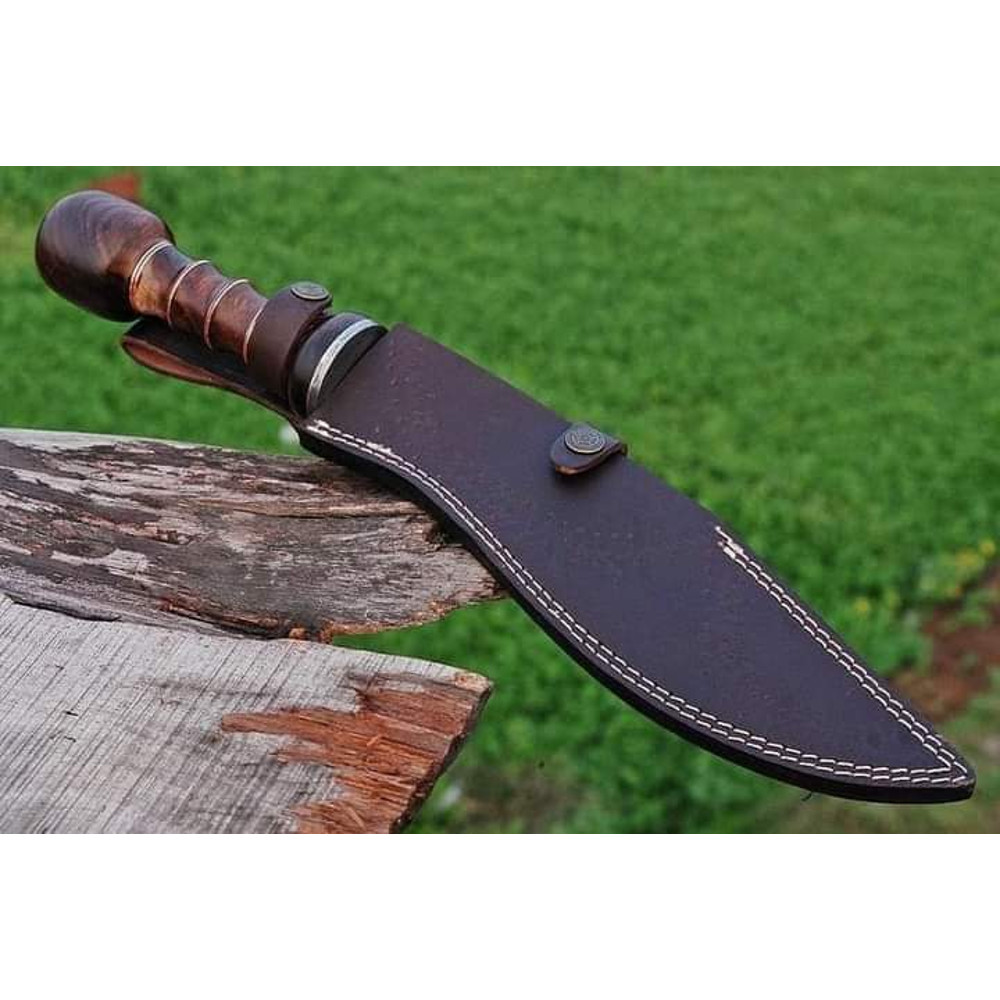 17inches HAND FORGED Fixed Blade Damascus Steel Kukri Knife Leather Sheath Best Gift 2