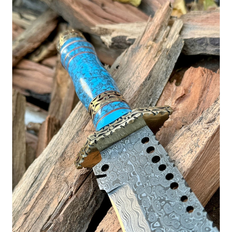 Custom Handmade Bowie Knife 16 Bowie Knife Damascus Hunting Bowie Knife Bowie Knife  Leather Sheath Best Gift 5