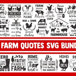 Farm svg bundle farmhouse animal life sign designs quotes sayings chicken cow heifer cricut
