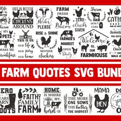 farm svg bundle farmhouse animal life sign designs quotes sayings chicken cow heifer cricut