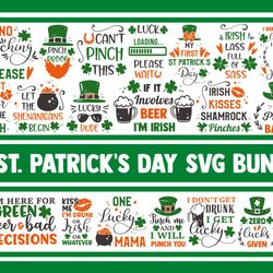 st patricks day svg bundle shamrock clover leprechaun irish designs quotes pinch proof lucky drunk
