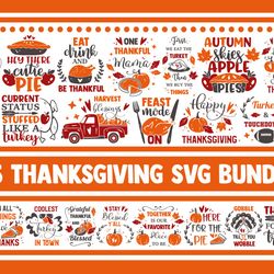 thanksgiving svg bundle thankful blessed turkey fall designs quotes gather gobble grateful png