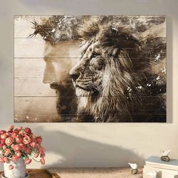 Jesus Lion Canvas Wall Art - Jesus Christ Poster - God Jesus Horizontal Canvas Prints - Christ Pictures Prints