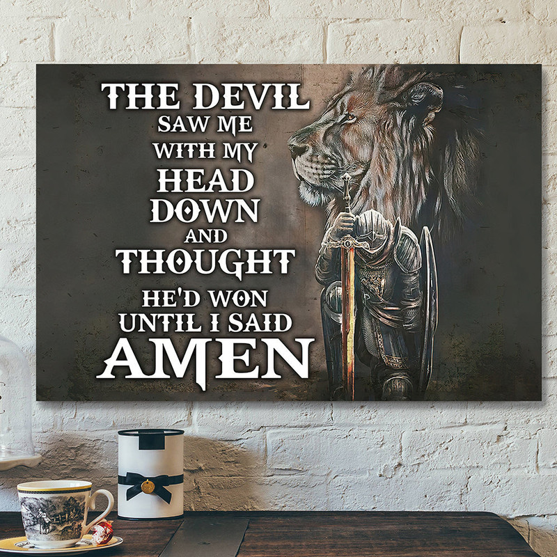 Bible Verse Canvas Painting - Jesus Canvas Art - Prayer Warrior Lion Canvas Poster.jpg