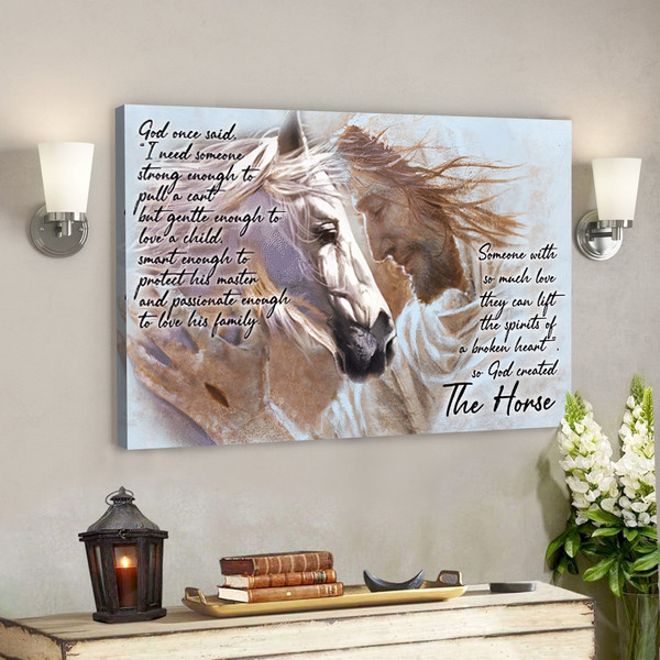 God Jesus Horizontal Canvas Prints - God Wall Art - God And The Horse1.jpg