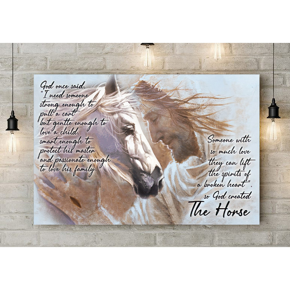 God Jesus Horizontal Canvas Prints - God Wall Art - God And The Horse2.jpg
