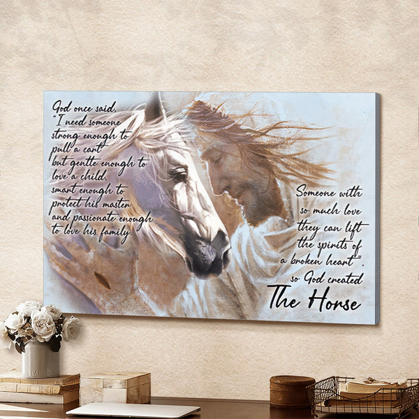 God Jesus Horizontal Canvas Prints - God Wall Art - God And The Horse3.jpg