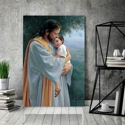 God Jesus Horizontal Canvas Prints - God Wall Art - In Thy Tender Care - Jesus Canvas Wall Art - Jesus Christ Poster