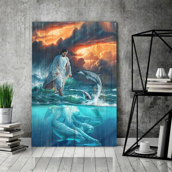 Jesus and Beautiful Dolphin Canvas2.jpg