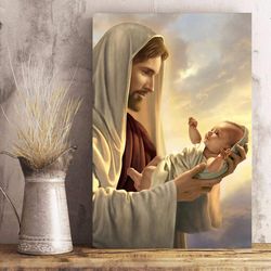 Jesus and Children - God Jesus Horizontal Canvas Prints - God Wall Art - Jesus Canvas Wall Art - Jesus Christ Poster