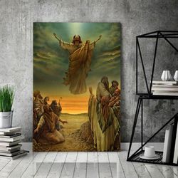 Jesus Ascending into Heaven Canvas - God Jesus Horizontal Canvas Prints - God Wall Art - Jesus Canvas Wall Art