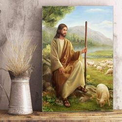 Jesus Christ with Lamb 1 - Jesus Canvas - Christian Gift - Jesus Canvas Painting - Jesus Poster - Jesus Canvas Wall Art