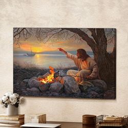 Jesus Grilled Fish - Jesus God Landscape Canvas Prints - God Wall Art - Jesus Canvas Wall Art - Jesus Christ Poster