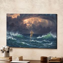 jesus on the sea - jesus god landscape canvas prints - god wall art - jesus canvas wall art - jesus christ poster