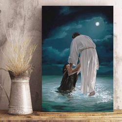 Jesus Save Me On The Sea - Jesus lion wall - Jesus Canvas Painting - Jesus Canvas Art - Bible Verse Canvas Wall Art
