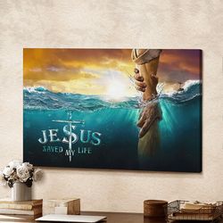 Jesus saved my life Jesus reaching out his hand - Jesus Canvas Painting - Jesus Canvas Art - Bible Verse Canvas Wall Art