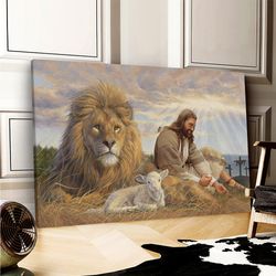 Lion Of Judah - Lamb - Jesus Canvas Poster - Jesus Wall Art - Christ Pictures - Faith Canvas - Gift For Christian