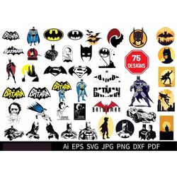 75 batman svg bundle, batman png, the batman logo png, batman clipart, batman symbol, batman silhouette, batman vector