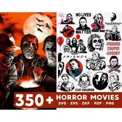 350 horror movie svg bundle, halloween horor svg, horror characters svg, bundle layered svg, halloween instant