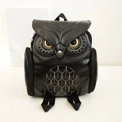 backpack owl leather bag mini fashion women black school shoulder harry potter