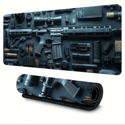 tactical firearm gaming mouse pad – large extended desk mat with non-slip rubber base, waterproof & smooth surface