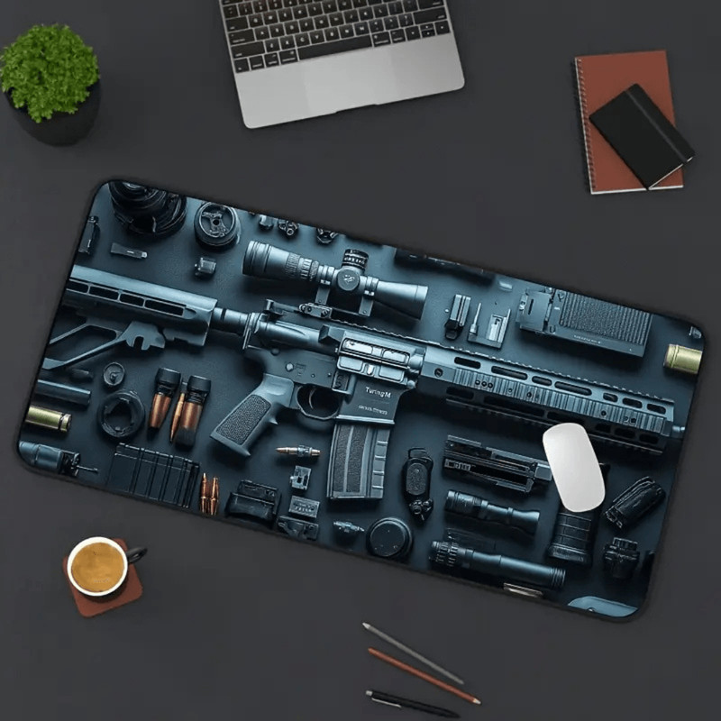 Tactical Firearm Gaming Mouse Pad  Large Extended Desk Mat With NonSlip Rubber Base Waterproof  Smo 2