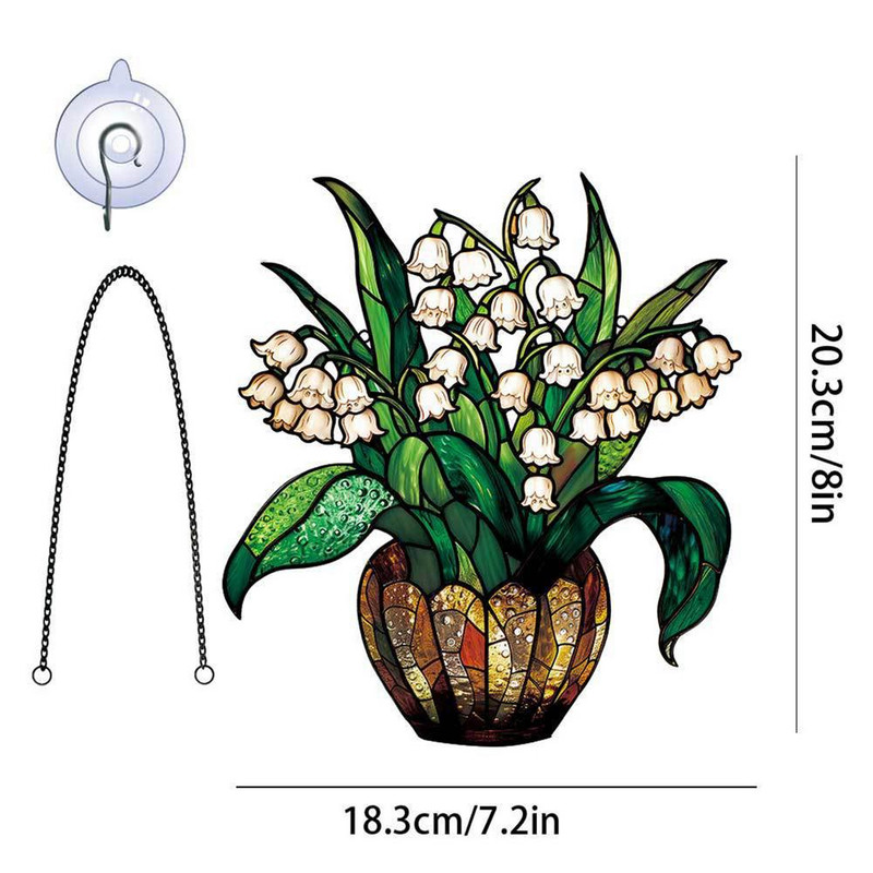 Floral Sun Catcher Wall Decor Lily of the Valley Chain Floral for Porch Kitchen or Outdoor Spaces