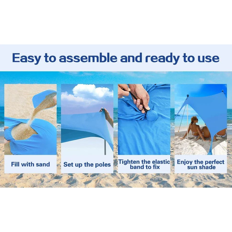 Lightweight Beach Tent With Storage Bag Sun Shade UV Protection Canopy For Outdoor Camping Picnics 6