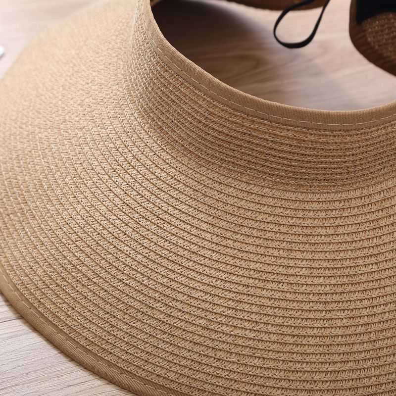 UV Protection Beach Straw Hat For Women Foldable Wide Brim Bowknot Visor Sun Hat For Travel  Summer 1