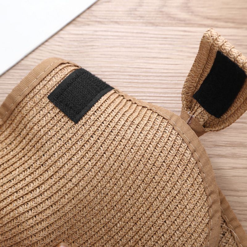 UV Protection Beach Straw Hat For Women Foldable Wide Brim Bowknot Visor Sun Hat For Travel  Summer 4